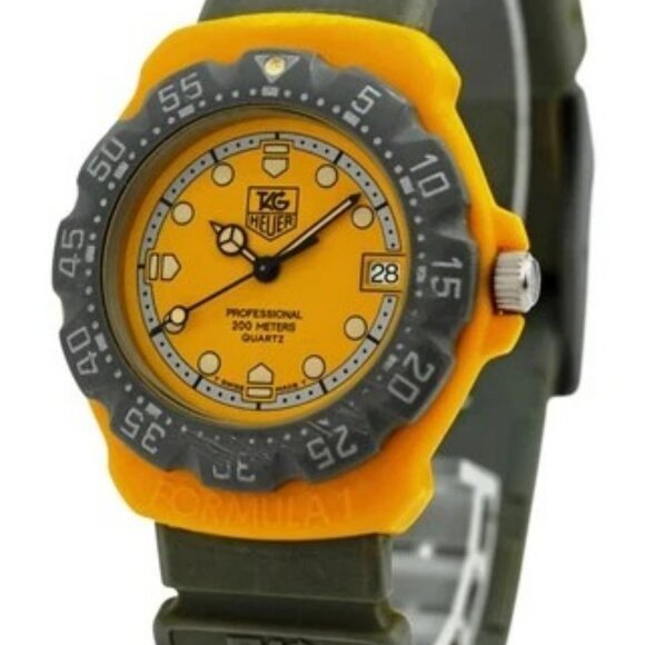 Tag Heuer 35mm Men's Formula 1 Yellow/ Grey Quartz F1 Swiss Watch Ref 382.513/1! - Picture 3 of 9